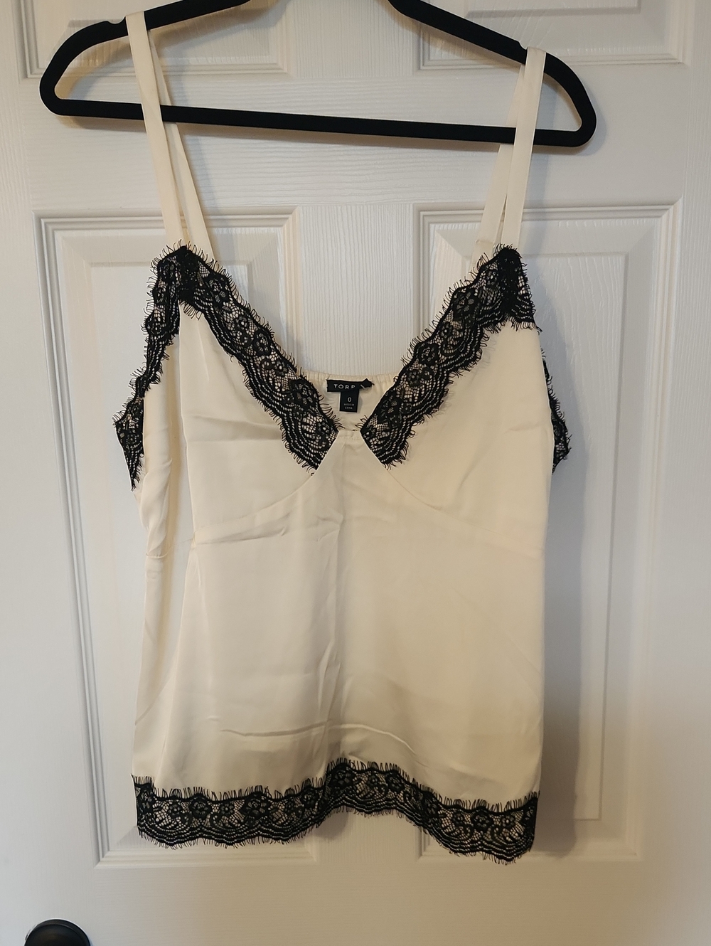 torrid Cream Camisole with Black Lace Accents